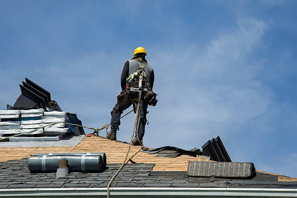 Professional Gutter Installation technician working in Webster, NY